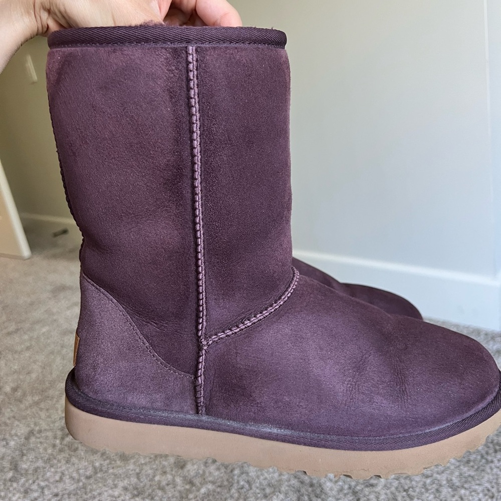 Plum Suede Boots short color Port